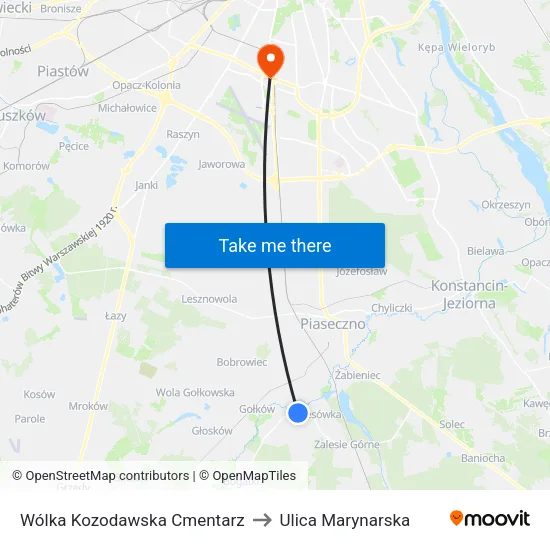 Wólka Kozodawska Cmentarz to Ulica Marynarska map