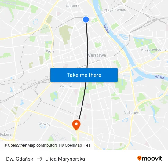 Dw. Gdański to Ulica Marynarska map