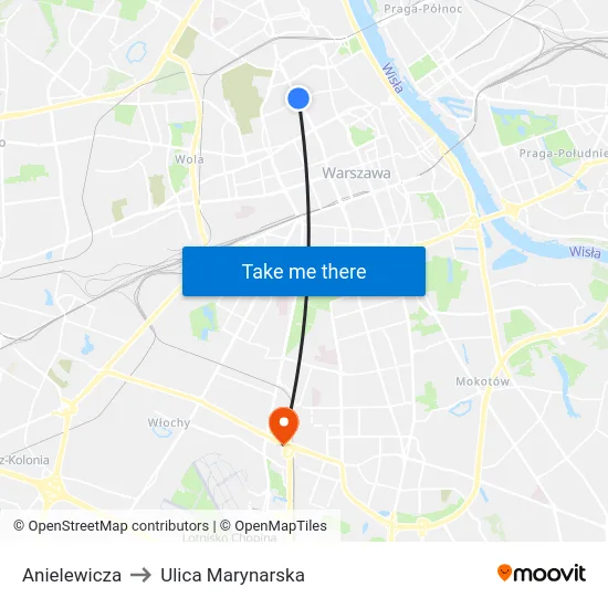 Anielewicza to Ulica Marynarska map