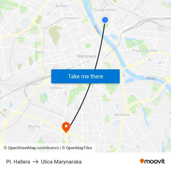 Pl. Hallera to Ulica Marynarska map