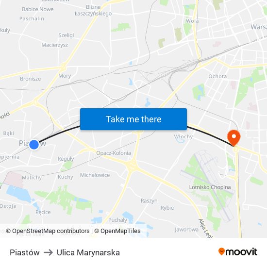 Piastów to Ulica Marynarska map