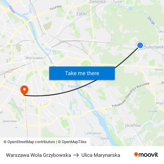 Warszawa Wola Grzybowska to Ulica Marynarska map