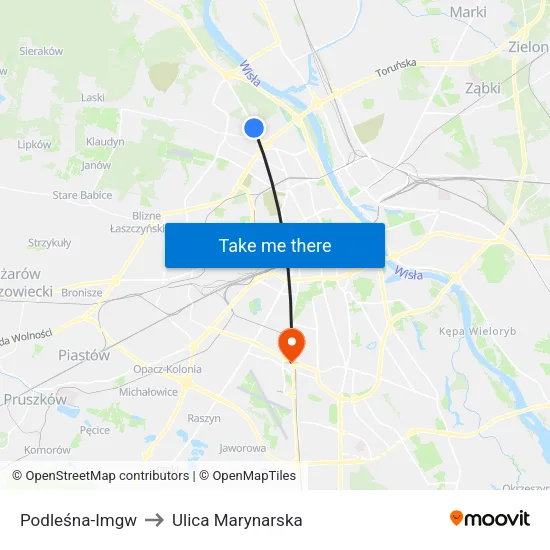 Podleśna - IMGW to Ulica Marynarska map