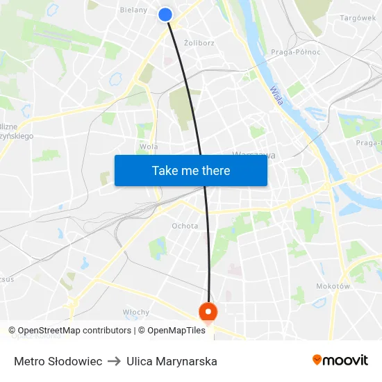 Metro Słodowiec to Ulica Marynarska map