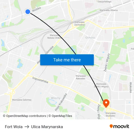 Fort Wola to Ulica Marynarska map