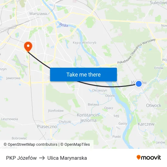 PKP Józefów to Ulica Marynarska map