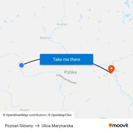 Poznań Główny to Ulica Marynarska map