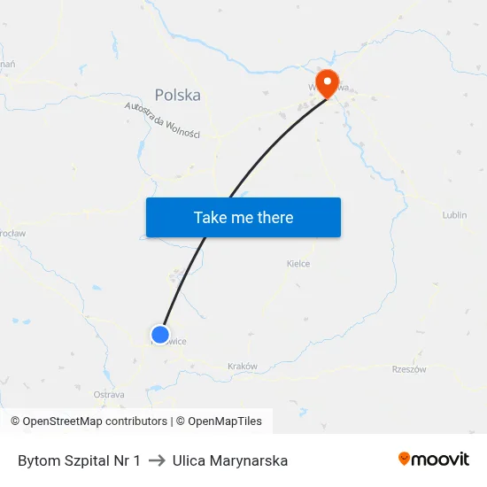 Bytom Szpital Nr 1 to Ulica Marynarska map