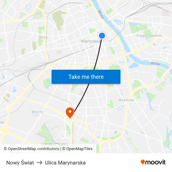 Nowy Świat to Ulica Marynarska map