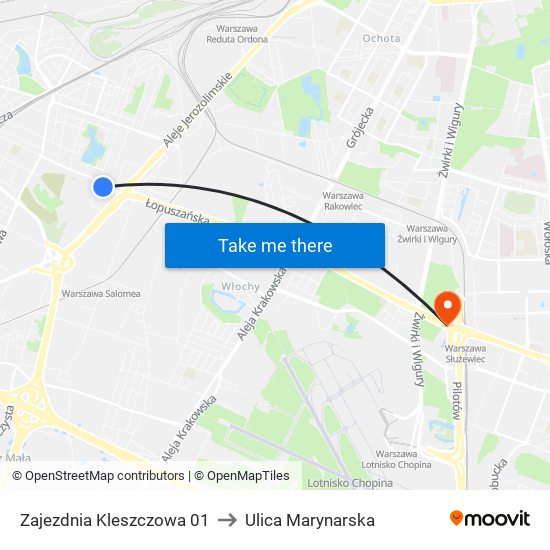 Zajezdnia Kleszczowa to Ulica Marynarska map