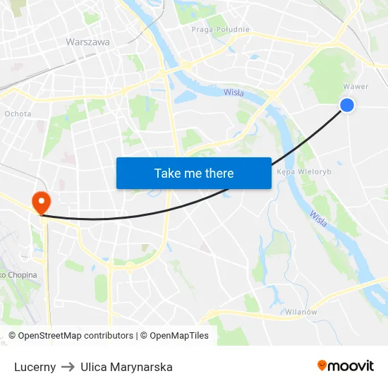 Lucerny to Ulica Marynarska map