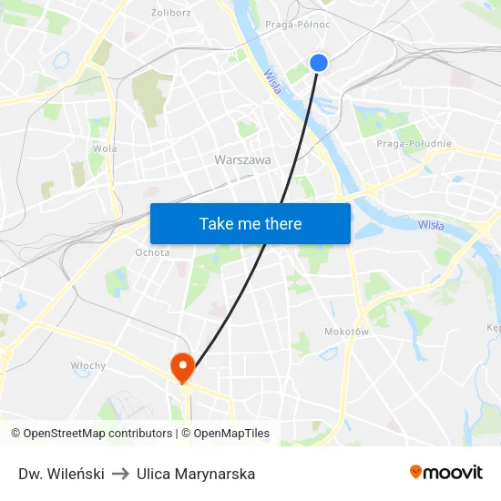 Dw. Wileński to Ulica Marynarska map