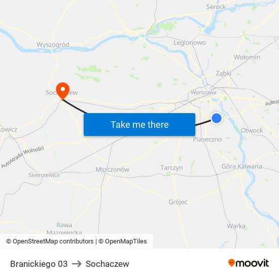 Branickiego 03 to Sochaczew map