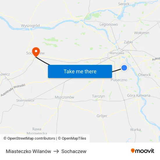 Miasteczko Wilanów to Sochaczew map