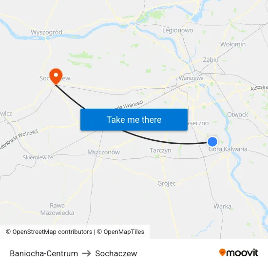 Baniocha - Centrum to Sochaczew map