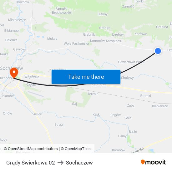 Grądy Świerkowa 02 to Sochaczew map