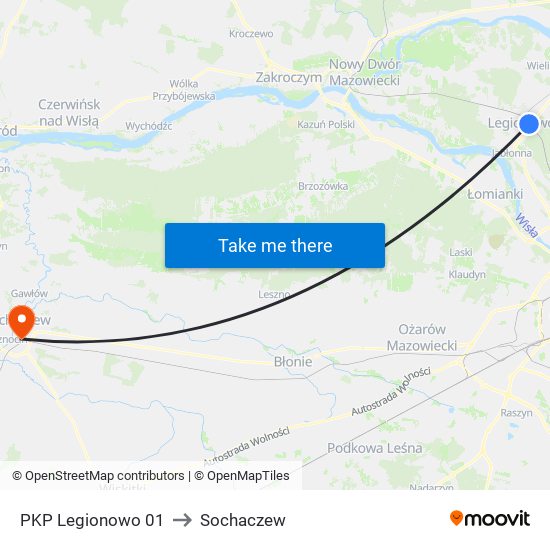 PKP Legionowo 01 to Sochaczew map