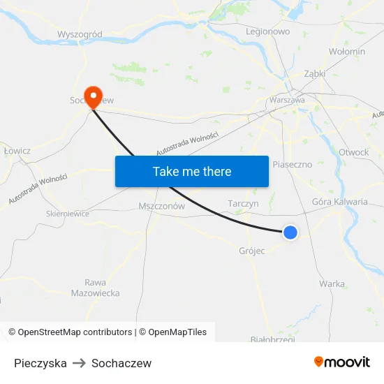 Pieczyska to Sochaczew map