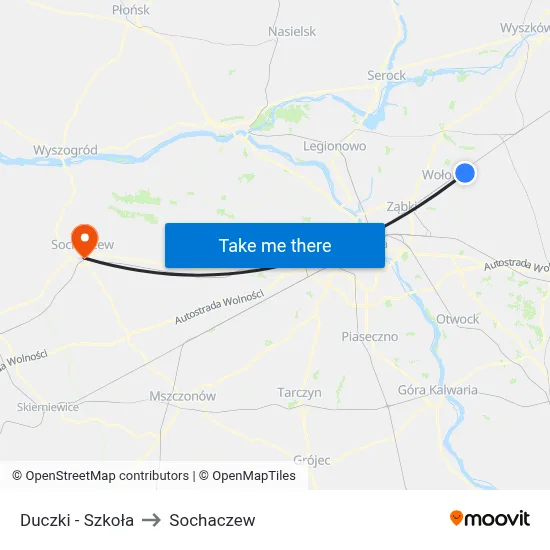 Duczki - Szkoła to Sochaczew map