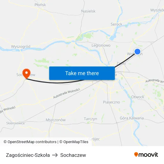 Zagościniec - Szkoła to Sochaczew map