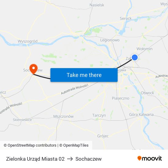 Zielonka Urząd Miasta 02 to Sochaczew map