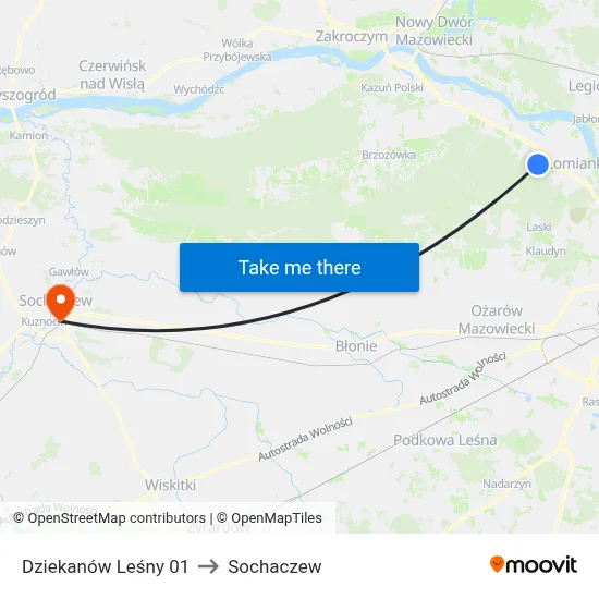 Dziekanów Leśny 01 to Sochaczew map