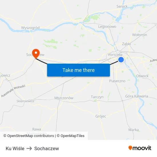 Ku Wiśle to Sochaczew map