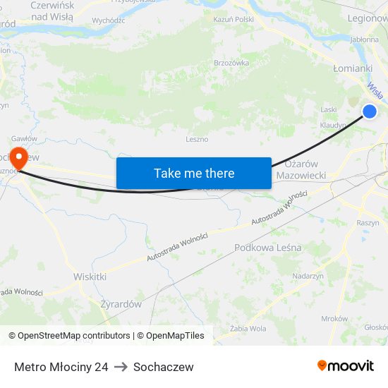 Metro Młociny 24 to Sochaczew map