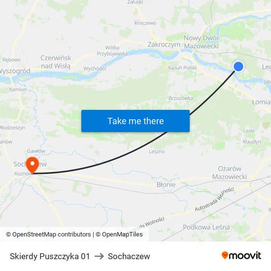 Skierdy Puszczyka 01 to Sochaczew map