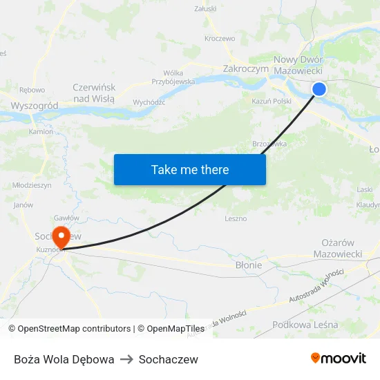 Boża Wola Dębowa to Sochaczew map
