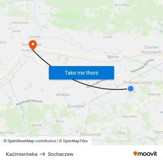 Kazimierówka to Sochaczew map