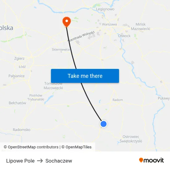 Lipowe Pole to Sochaczew map