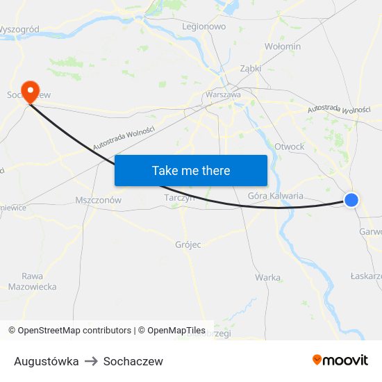 Augustówka to Sochaczew map