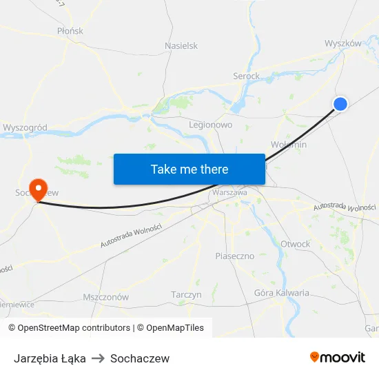 Jarzębia Łąka to Sochaczew map