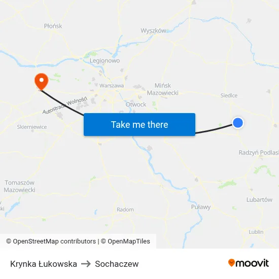 Krynka Łukowska to Sochaczew map