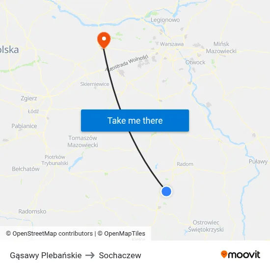 Gąsawy Plebańskie to Sochaczew map
