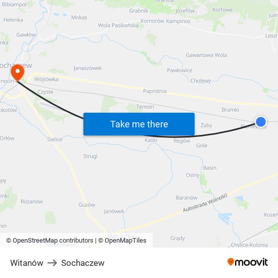 Witanów to Sochaczew map