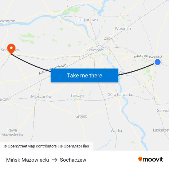Mińsk Mazowiecki to Sochaczew map