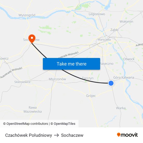 Czachówek Południowy to Sochaczew map