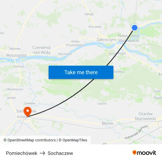 Pomiechówek to Sochaczew map