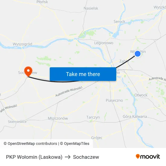 PKP Wołomin (Laskowa) to Sochaczew map
