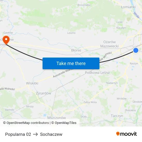 Popularna 02 to Sochaczew map