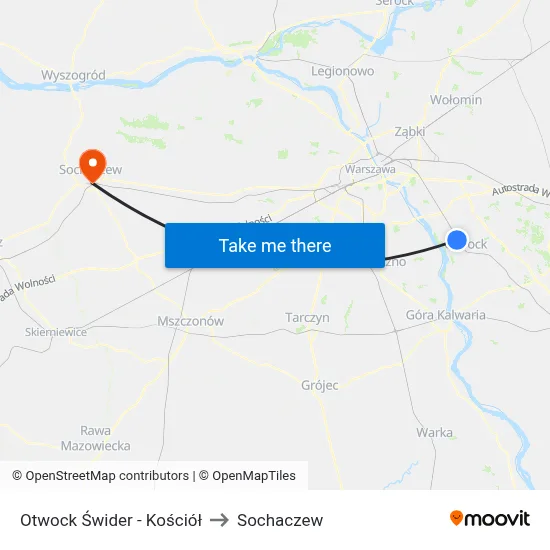 Otwock Świder - Kościół to Sochaczew map