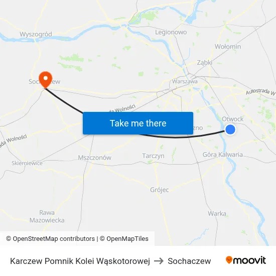 Karczew Pomnik Kolei Wąskotorowej to Sochaczew map