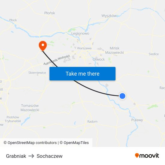 Grabniak to Sochaczew map