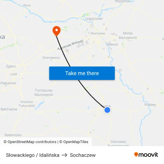 Słowackiego / Idalińska to Sochaczew map