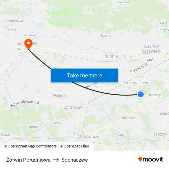 Żółwin Południowa to Sochaczew map