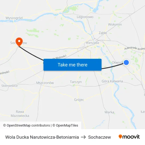 Wola Ducka Narutowicza-Betoniarnia to Sochaczew map