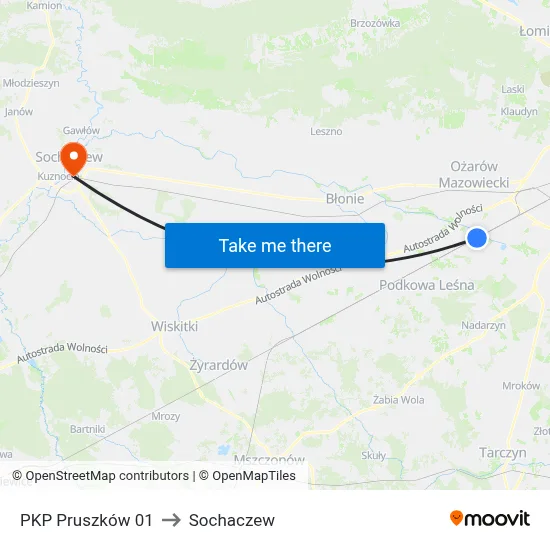 PKP Pruszków 01 to Sochaczew map