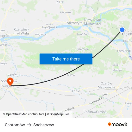 Chotomów to Sochaczew map